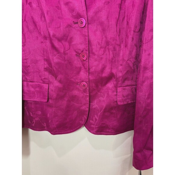 Jones NY Hot Pink 100% Linen Jacket Women 18 Floral Damask NWT Church Easter - Picture 3 of 9